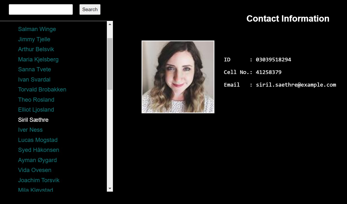 Contacts App screenshot